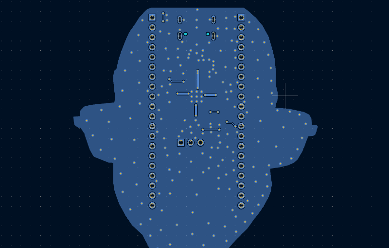 The second layer is primarily a ground pour, with minimal signal routing
