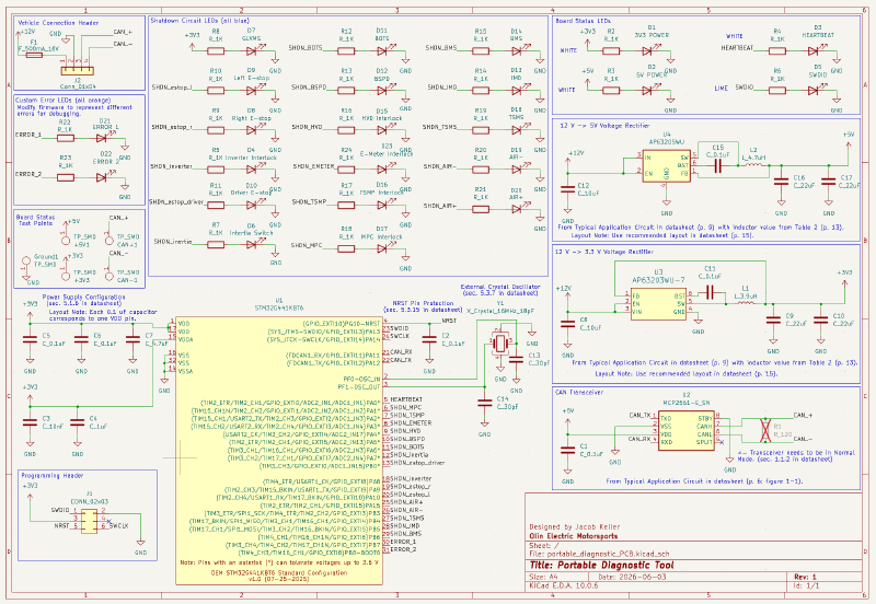 KiCAD Schematic for portable diagnostic PCB